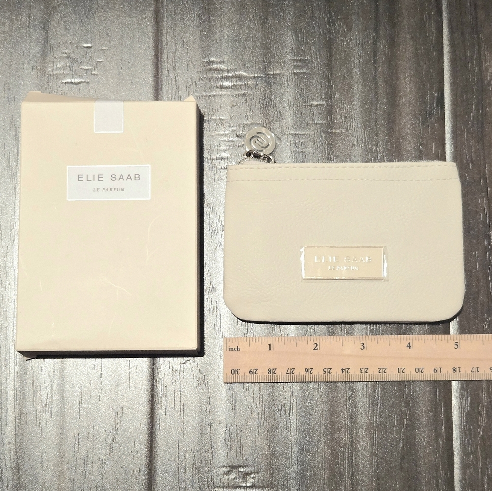 New in Box ELIE SAAB Small Le Parfum Coin Pouch Card Holder  Cream